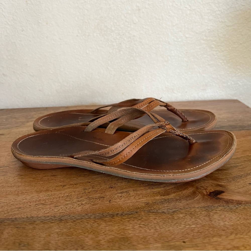 Olukai  kapehe luana Brown Leather Sandals Size 9